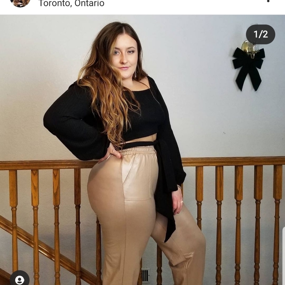 Fashion Nova Cream/Tan Silk Joggers.